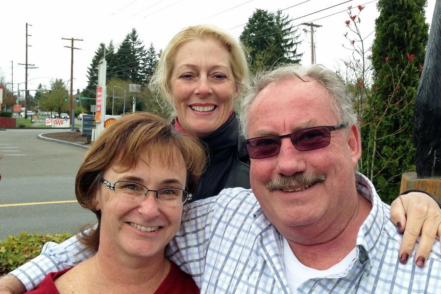 Robin with her Brother Rick and Stacy outside Black Bear Diner - April 6, 2014