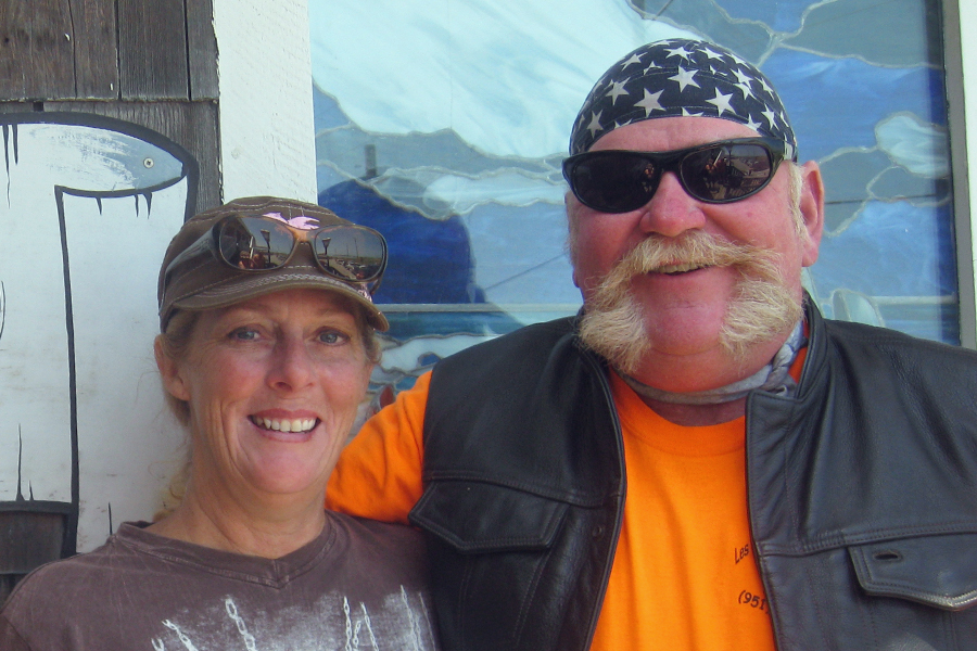 In front of the Black Pelican - one of the Diners Drive-Ins & Dives featured restaurants