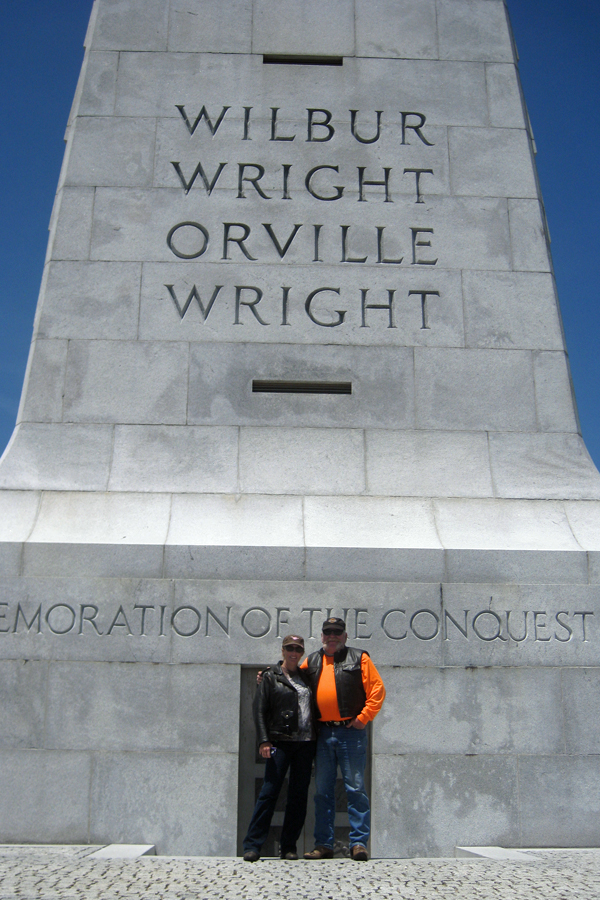 In front of the Wright Brothers Memorial atop Kill Devil Hill.