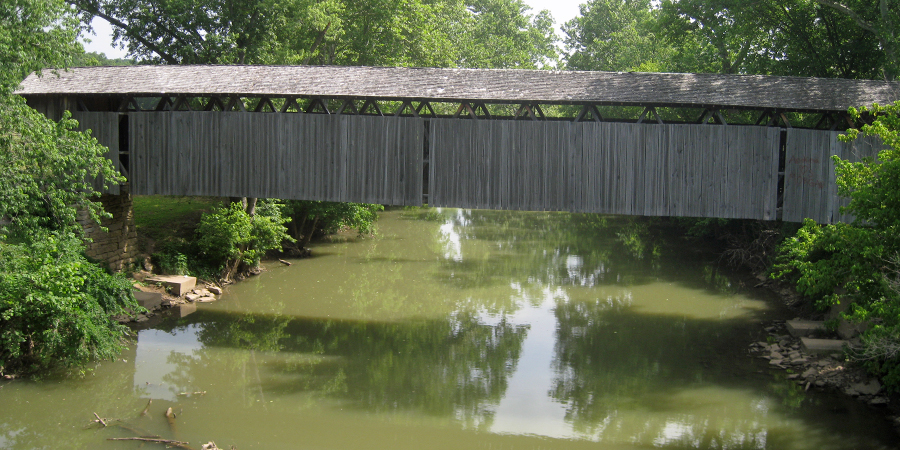 Switzer Covered Bridge - 120 feet long and 11 feet wide, built 1855