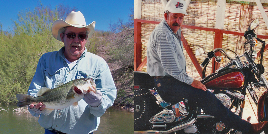Angostura Lake in Mexico - fishing out of my old Champion boat. Astride John's Harley at PopPop's house (Jackie's father) at either Christmas or Thanksgiving.